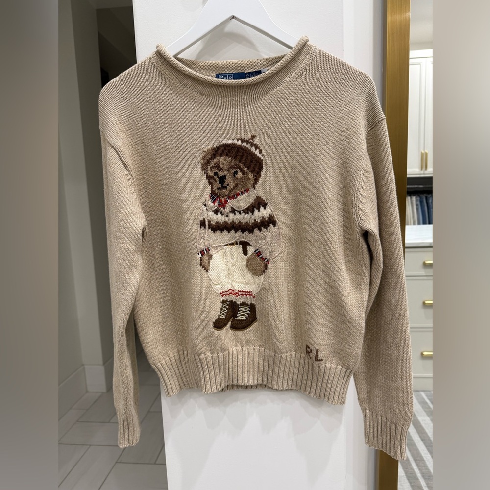 Ralph Lauren Women's Tan Sweater with Bear Motif
